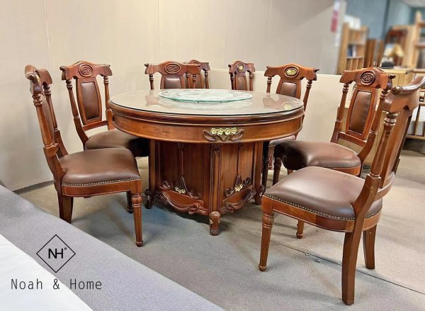 中式復古風 全實木 圓桌 餐椅 現場優惠出清