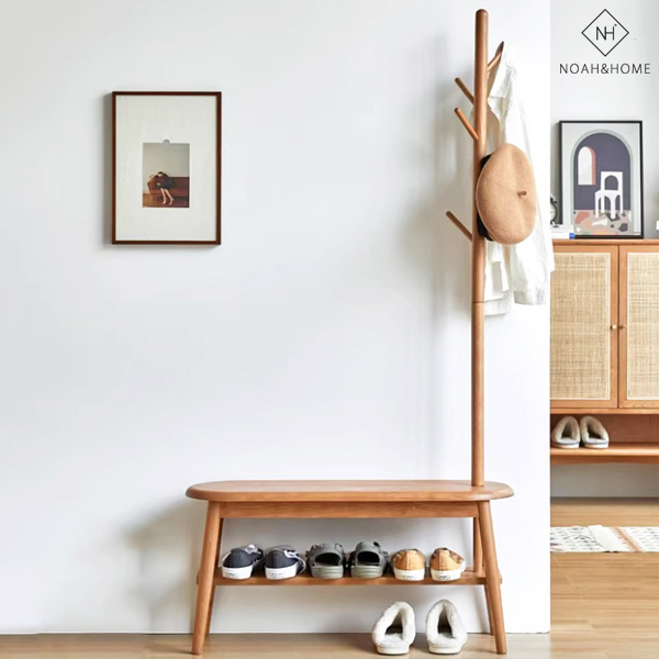 CU/枝枒 衣帽架 實木衣帽架 玄關凳