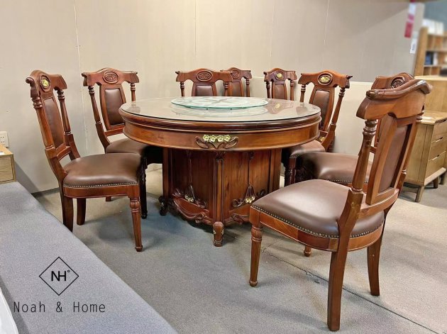 中式復古風 全實木 圓桌 餐椅 現場優惠出清